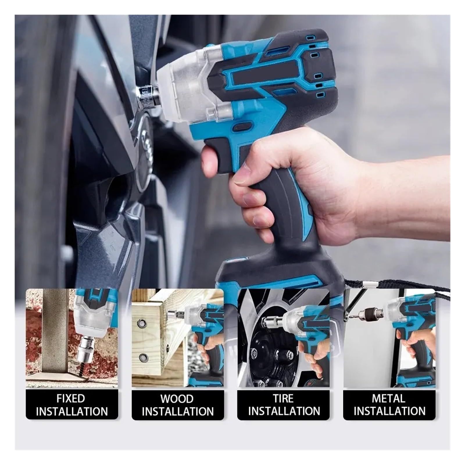 1/2 Cal Bezszczotkowy Elektryczny Klucz Udarowy 520NM Akumulatorowy Klucz Elektryczny Do Wkrętarki Akumulatorowej 18V Elektronarzędzia Wysoki Moment Obrotowy(No battery)
