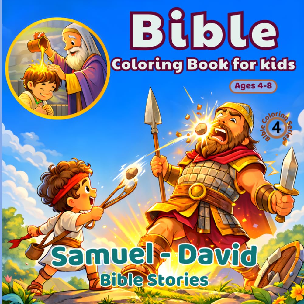 Bible Coloring Book for Kids Ages 4–8: Samuel and David Bible Stories | 32 Easy Bold Coloring Pages for Christian Kids and Sunday School (Little Lights Bible Coloring)