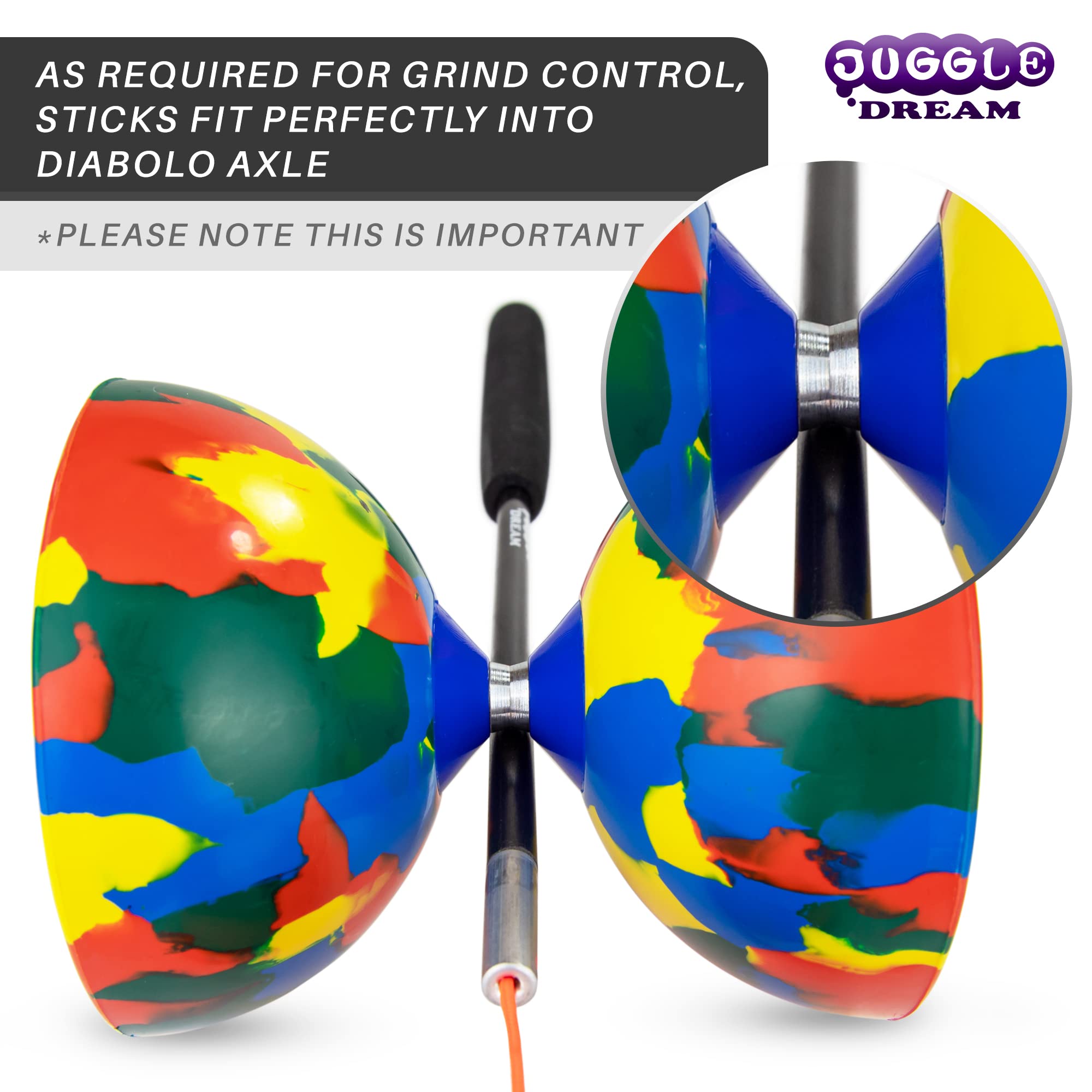 Juggle Dream Diabolo Jonglage Baguettes Superglass Fibre de Verre Solides Légères Grinds Bâton Noir