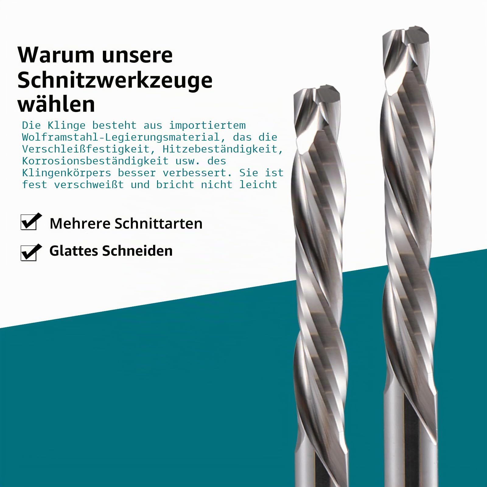 6mm Schaft Downcut CNC Fräser Schaftfräser 2 Stücke, 2-Flöte Spiralnutfräser 25mm Schnittlänge CNC Bohraufsätze Spiralfräser Bit VHM Nutfräser Fräser für Acryl, Sperrholz, Dichteplatte, PVC