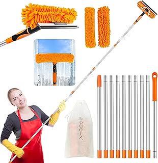 4.5M Fensterwischer Teleskop Fuer Fenster: 2 in 1 Fensterputzer Putzen Set Profi Abzieher Fensterabzieher Mit Teleskopstiel Teleskopstange Fensterreinigung Hohe Fenster Dachfenster Ür Innen und Außen