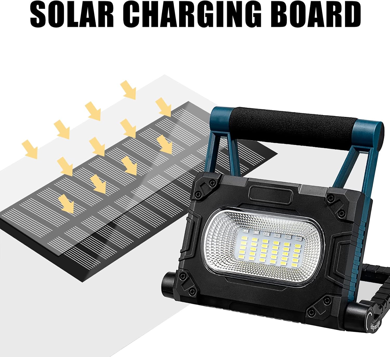 30W LED Work Light with Stand Rechargeable Magnetic Folding Portable Waterproof 36 LED 3000LM Flood Light,4 Modes,360° Rotation Stand,Power Display,for 18650 Car Repairing Job Site Lighting