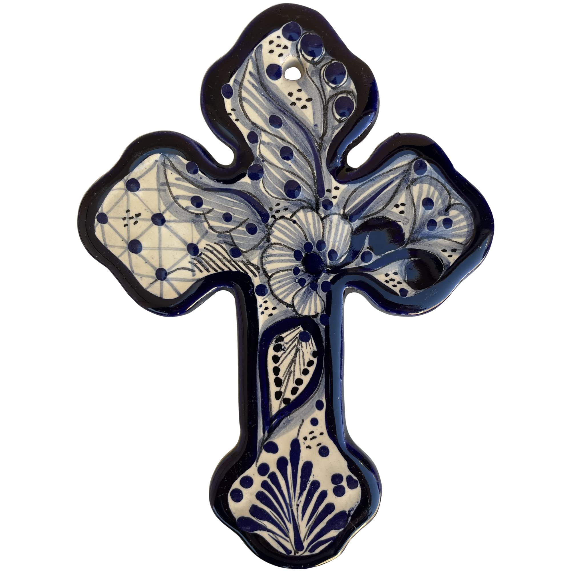 Fine Crafts ImportsTalaMex Cholula Handmade Small-Size Traditional Mexican Talavera Ceramic Cross