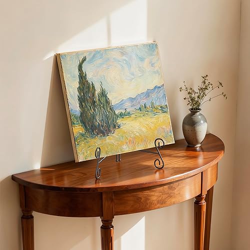 Miniatura 2 de Caballete de soporte para platos, 6+8+10 pulgadas, paquete de 3 soportes de metal para platos decorativos, soporte de caballete negro para fotos,