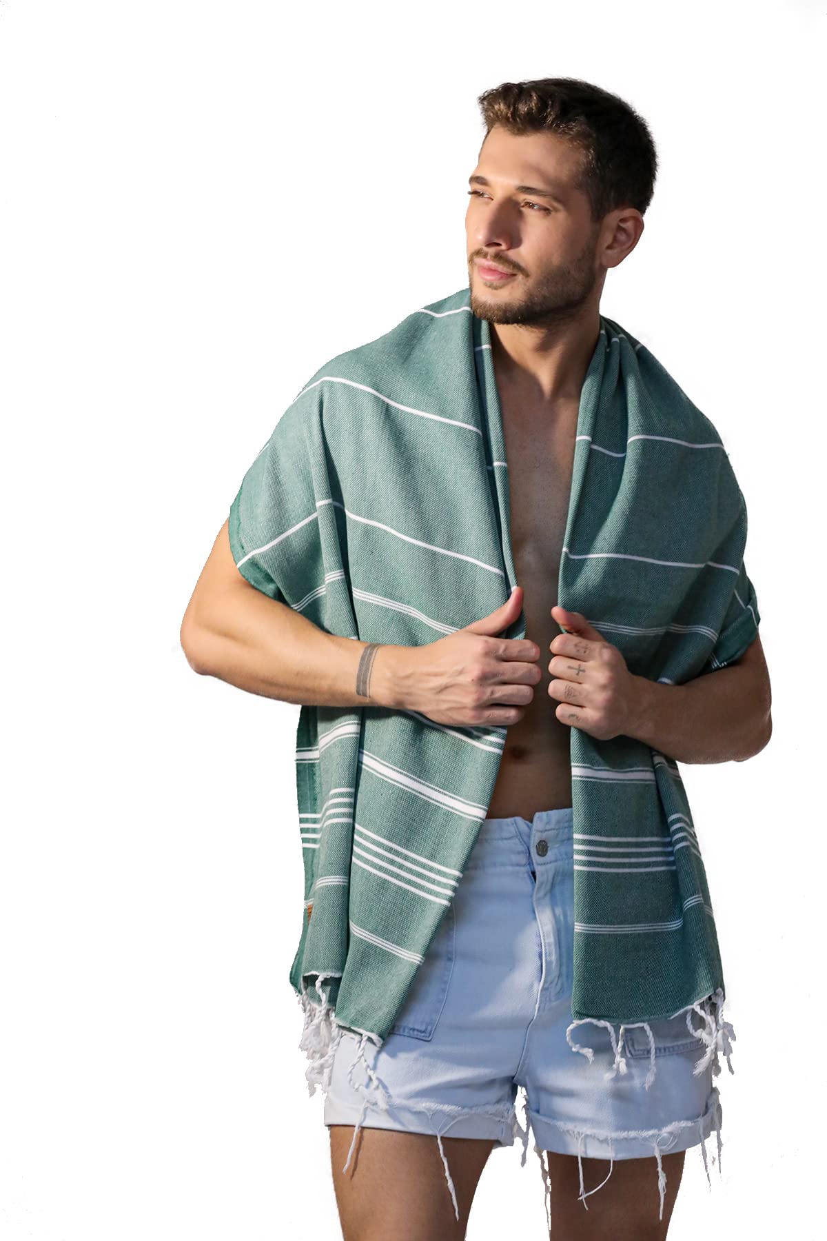 Turkish Beach Towel Bath Towels by Gold Case - Set of XXL Pestemal Turkish Bath Towel 100% Cotton 70x40 inches (6 Pieces (Set), Lycia-Tones of Green)