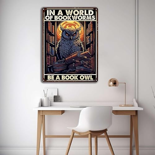 Miniatura 8 de Letreros divertidos de hojalata con texto en inglés "In a world full of bookworms be a book dog for Home Decor 8x12inch-Tin Sign