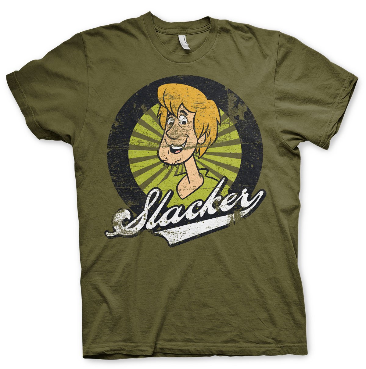 Scooby-Doo! Officially Licensed Merchandise Shaggy The Slacker T-Shirt (Olive), Medium