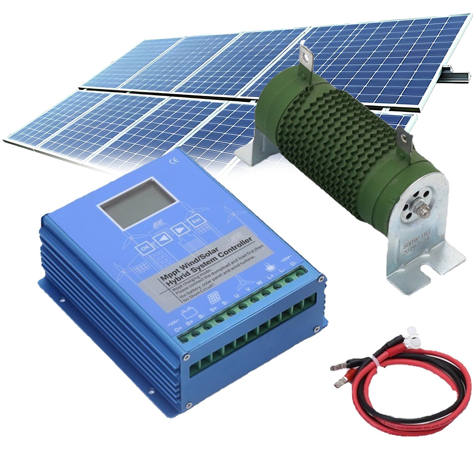Hybrydowy regulator ładowania 500 W, regulator ładowania energii słonecznej, ładowarka turbiny wiatrowej, kontroler baterii poza siatką z zrzutem wiatru, 24 V