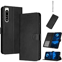 Compatible with Sony Xperia 1 VI Leather Case,Compatible with Sony Xperia 1 VI 5G 2024 XQ-EC14 XQ-EC44 XQ-EC54 XQ-EC64 XQ-EC72 Case PU Leather Phone Flip Cover Black