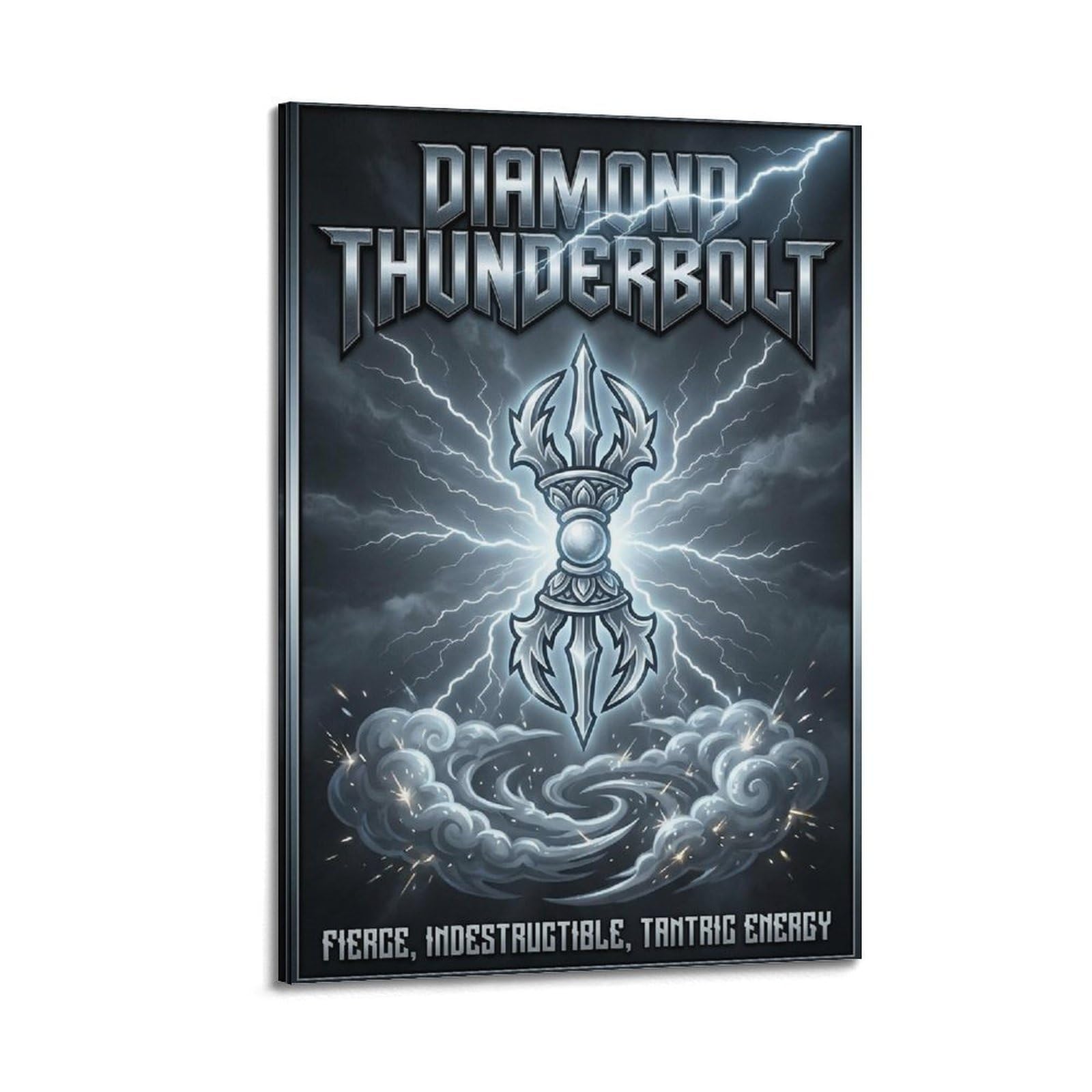 XKUGA Buddhist Vajra Poster Diamond Thunderbolt Mantra Energy Modern Decorative Canvas Prints - Ideal Wall Art for Family, Man Cave, Game Room, Boys & Girls Bedroom 20x30inch(50x75cm)