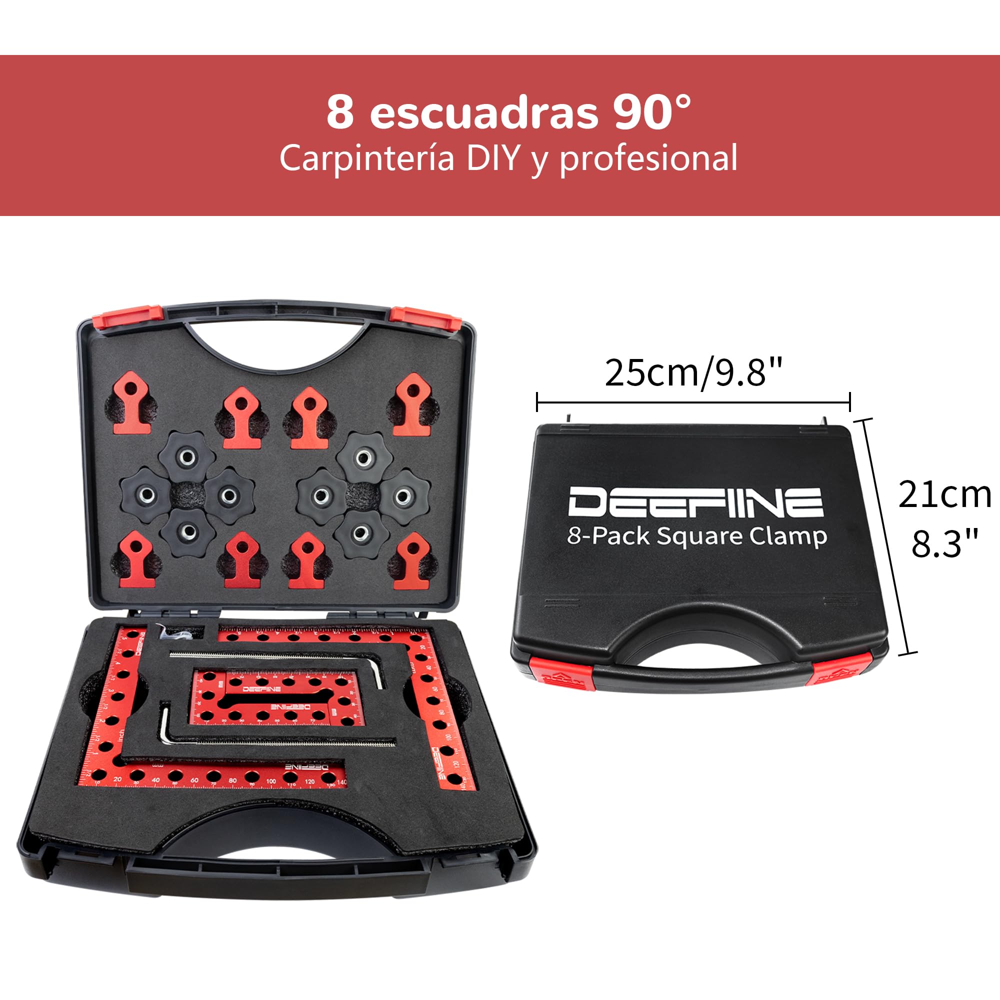 Abrazadera de esquina para carpintería, posicionador de ángulo de 90 grados, paquete de 8 ángulos de posicionamiento de aleación de aluminio, juego de herramientas de carpintería para marcos