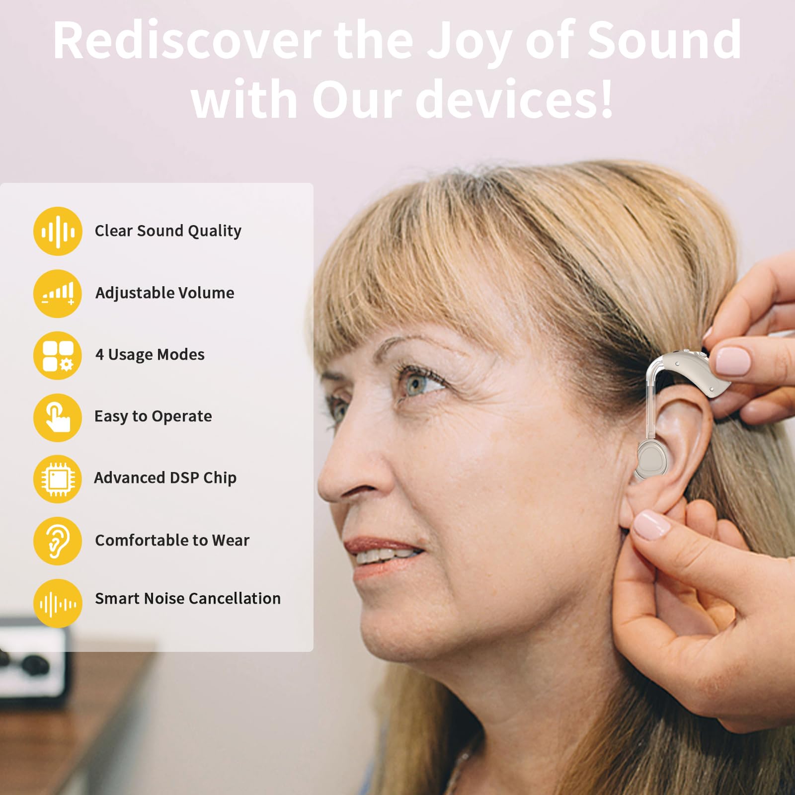 JYYRC Dispositivo audio ricaricabile, con 4 modalità di riduzione intelligente del rumore e chip a 16 canali (2, Oro)