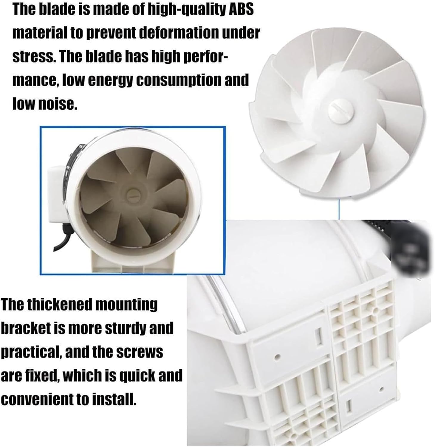 Ventilation Fan 6 Inch Low Noise Inline Duct Hydroponic Air Blower Fan Exhaust Fan for Home Bathroom Ventilation Vent and Grow Room,75W,540m3/h ventilating Fan(