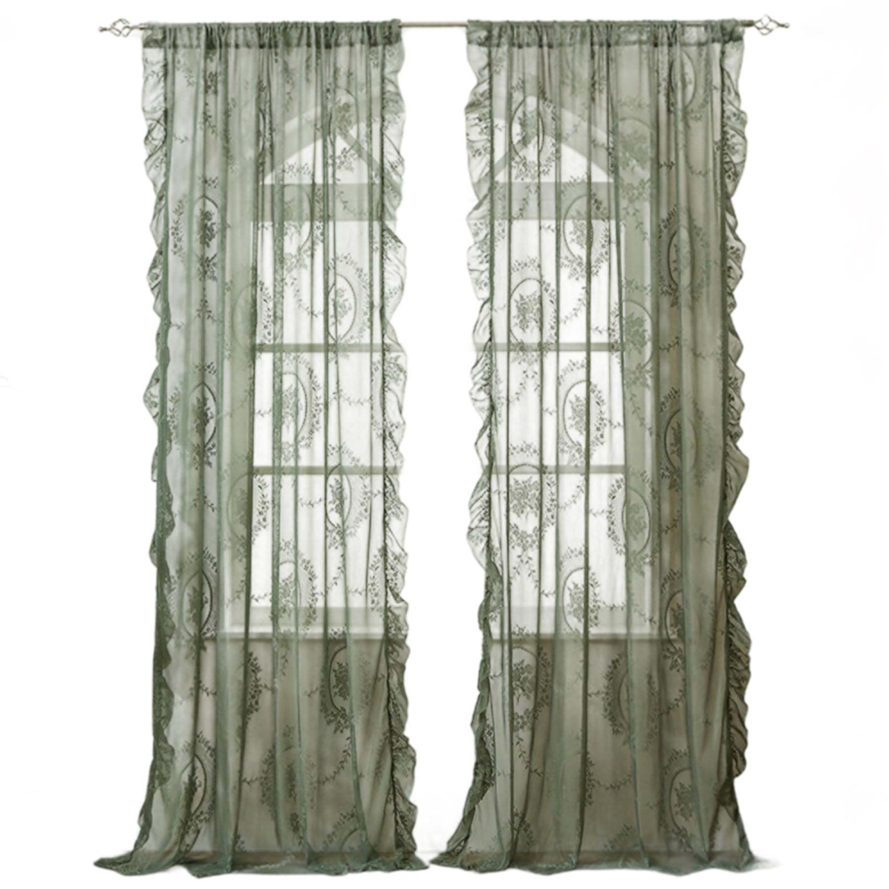 Rideaux en dentelle transparents à fleurs pour fenêtre de chambre