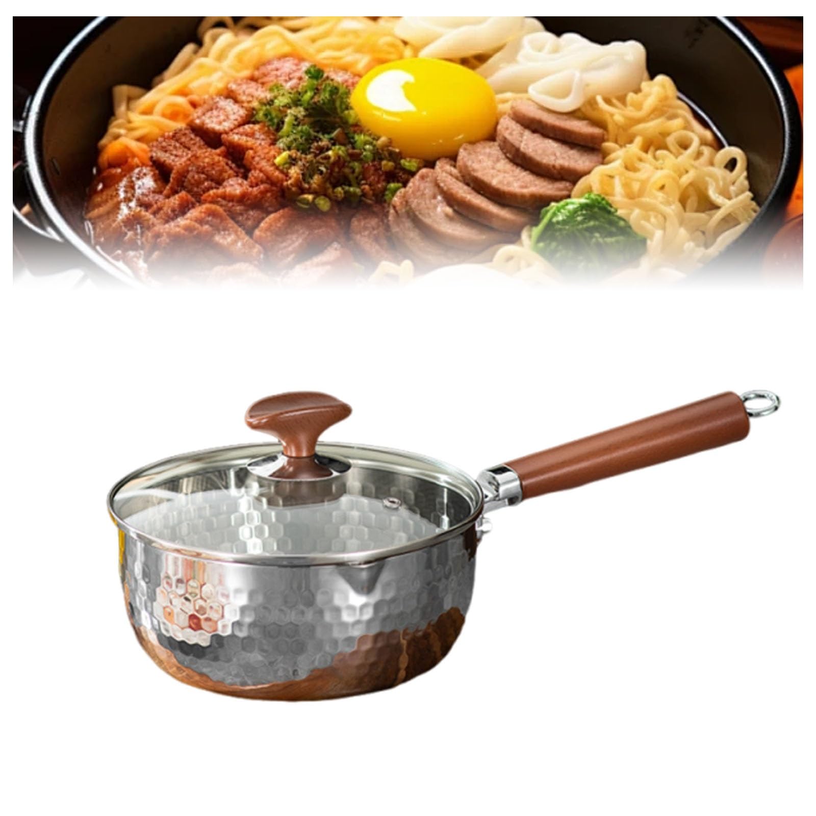 Japanischer Kochtopf mit Holzgriff und Ausgießer, Induktionskochtopf für Suppe, Milch und Nudeln, unverzichtbares Küchenwerkzeug für Hobbyköche