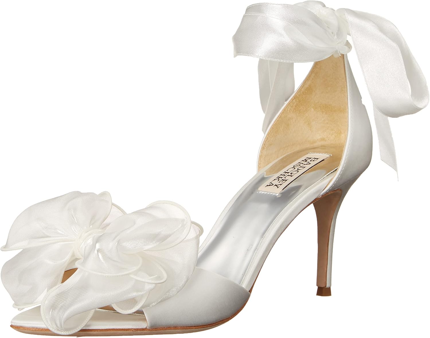 Badgley Mischka Women's NERYSSA Heeled Sandal, White Satin, 10