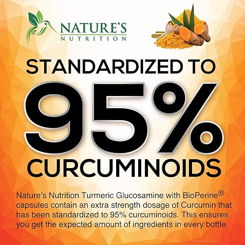 Miniatura 5 de Suplemento de curcumina de cúrcuma de 2000 mg 95% curcuminoides con glucosamina, jengibre y MSM, pimienta negra BioPerine para una mejor absorción,