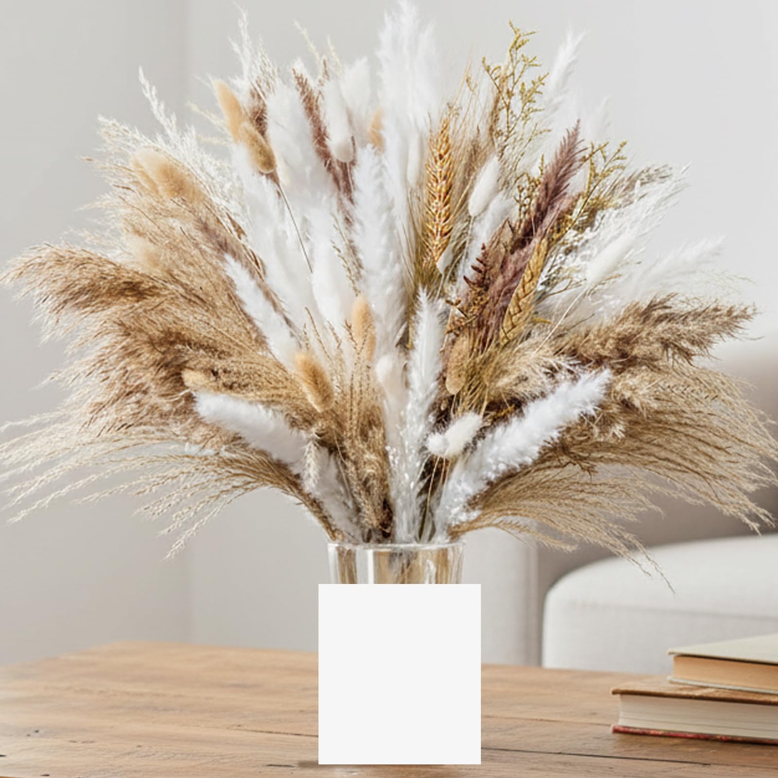Pampas séchées sans entretien : lot de 90 fleurs de 40cm pour salon