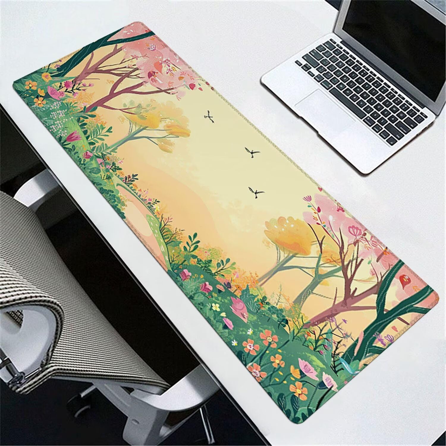 Podkładka pod mysz XXL 1200 x 600 mm urocza podkładka pod mysz las podkładka pod mysz do gier podkładka na biurko z antypoślizgową gumową podstawą wodoodporna trwała podkładka pod mysz z wszytymi