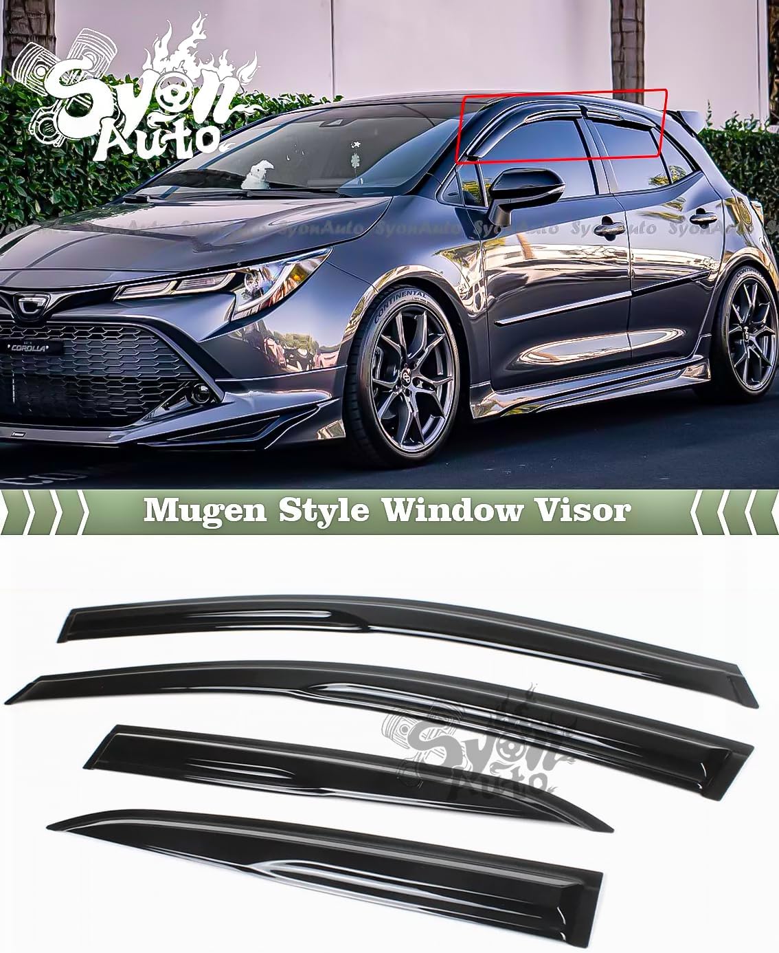 FITS 2019-2025 Toyota Corolla Hatchback JDM Mugen Style Window Visor RAIN Guard Vent Deflector