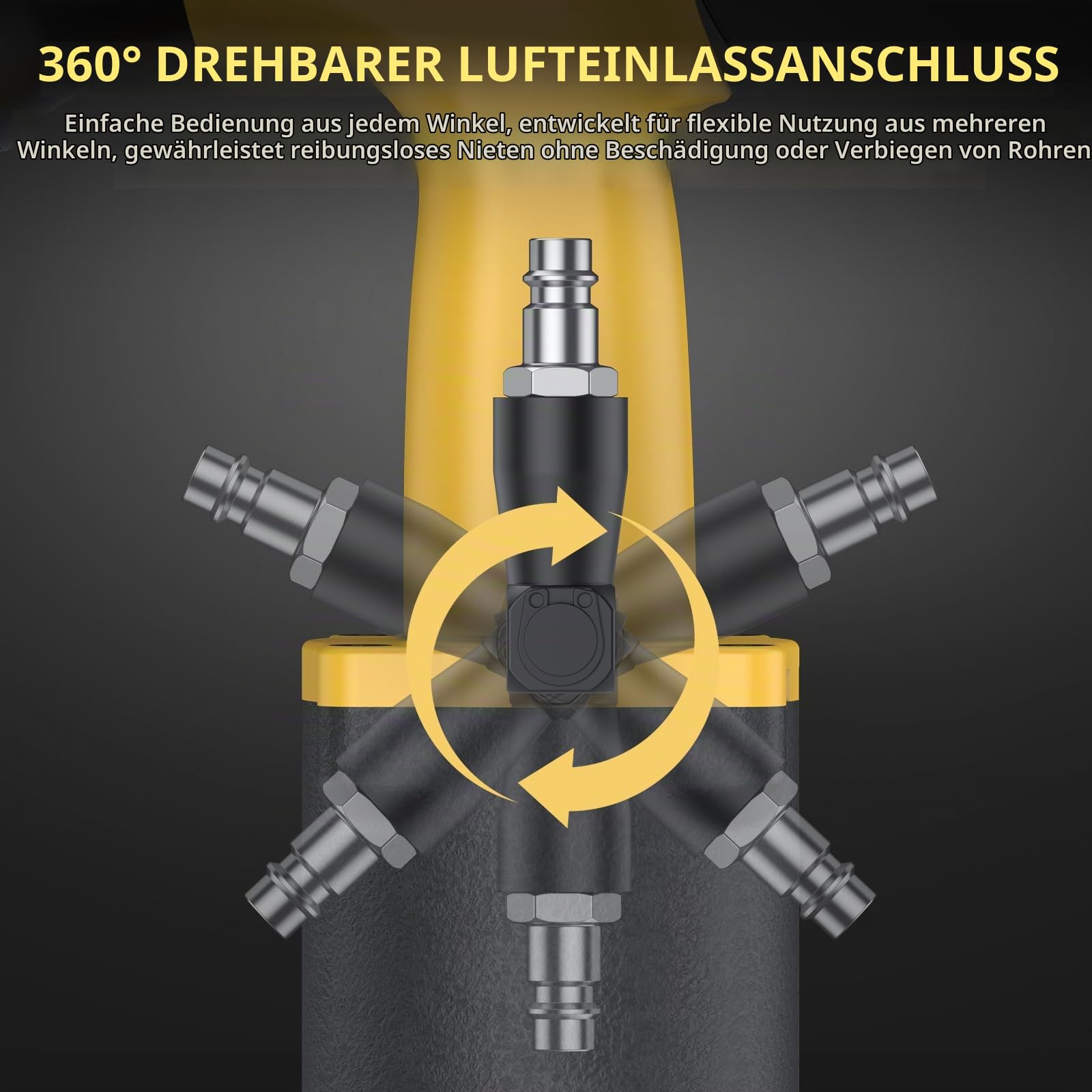 AMTOVL Pneumatische Druckluft Nietpistole - 1000KGF Zugkraft Luftnietpistole Nietgerät für Nietgrößen von 2,4-4,8mm Druckluft Nietzange