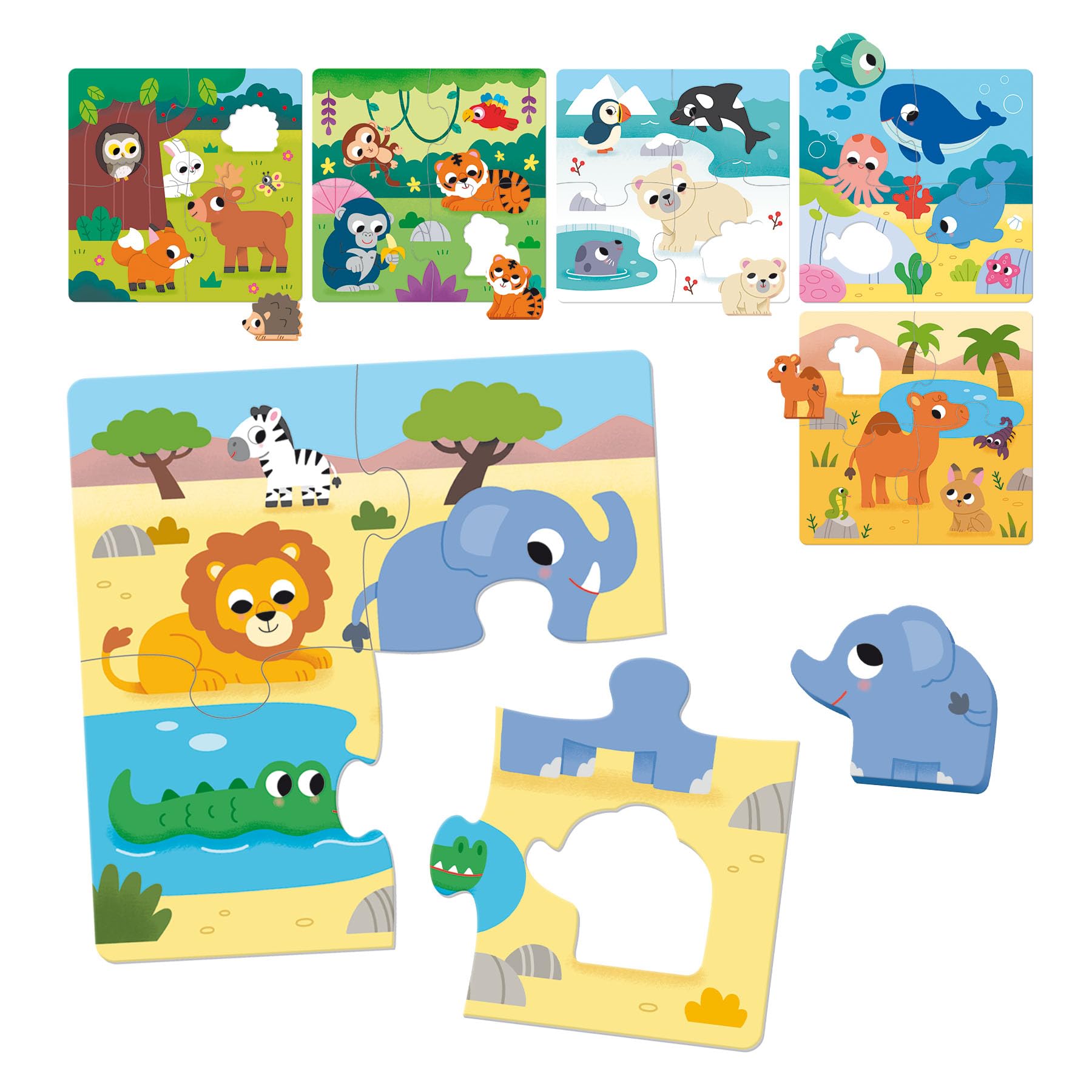 Goula 6 Habitat Puzzles Éducatifs en Bois pour Enfants dès 2 Ans
