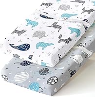 Vista 30 de BROLEX - Juego de sábanas elásticas ajustables para moisés, paquete de 2 sábanas para moisés/colchón, unisex, para niños y niñas, ultra suave, búho