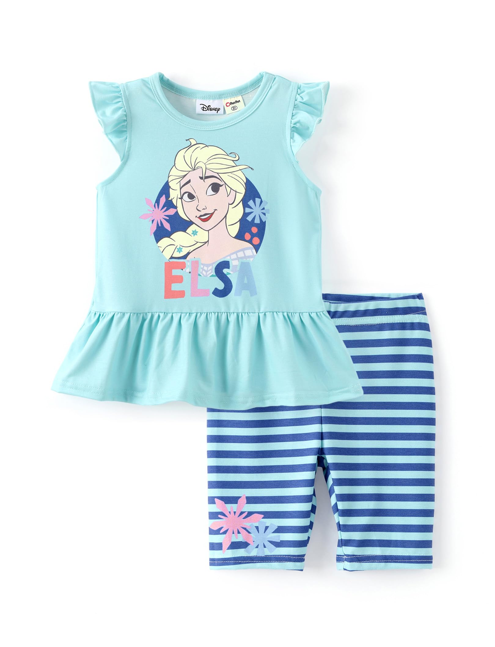 Disney Princess Toddler Girl Outfit Long Sleeve T-Shirt Dress and Striped Leggings Fall Casual Girls Clothing Sets