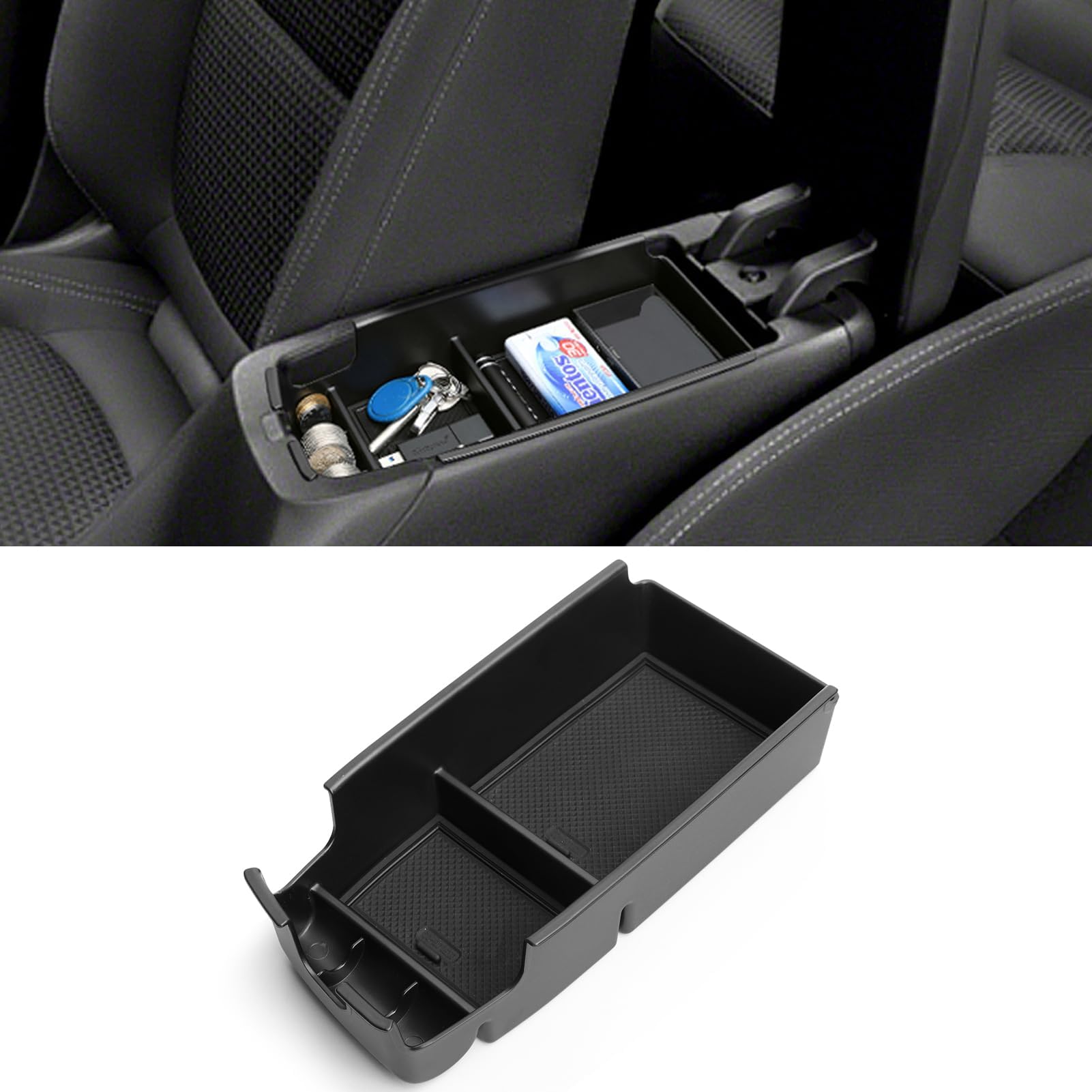 ANMOSVO for Chevy Bolt EV/EUV Lower Center Console Organizer Tray TPE Armrest