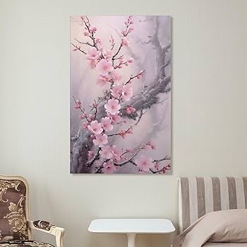Amazon.co.jp: 絵画 咲く梅の花インテリア 絵画 自然な調和 伝統