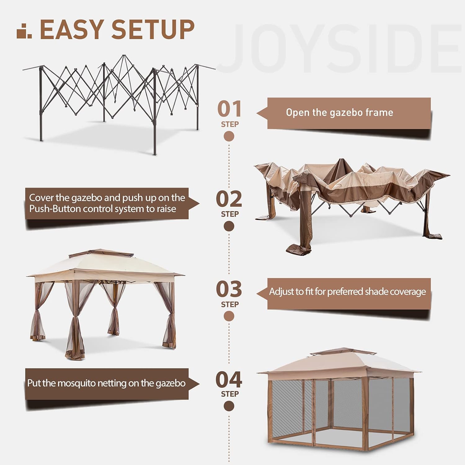 Diagram showing the initial step of opening the gazebo frame.