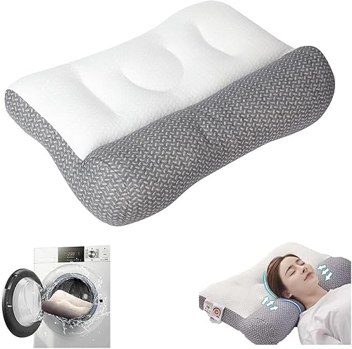 Firtideti Almohada súper ergonómica, almohada cervical para aliviar el dolor de dormir, diseño de ranura para las orejas, almohada cervical para