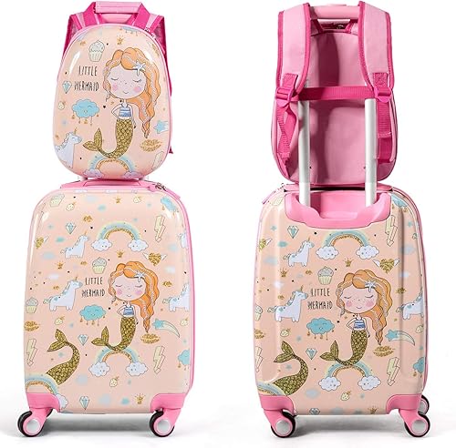 Miniatura 9 de HONEY JOY 2 piezas de equipaje de mano para niños, Mermaid, S, Viajar