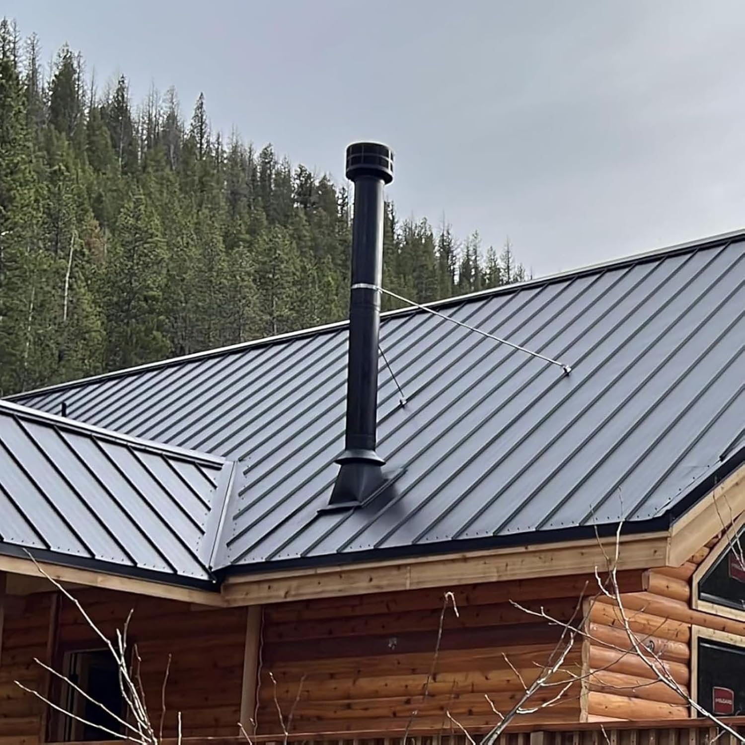 Stainless Steel Wall Mount Pipe Support Bracket Kit, Stove Chimney Pipe Clamps, Roof Brace & Draining Pipe Fixers (Hoop Dia 5 1/8" - 130mm)