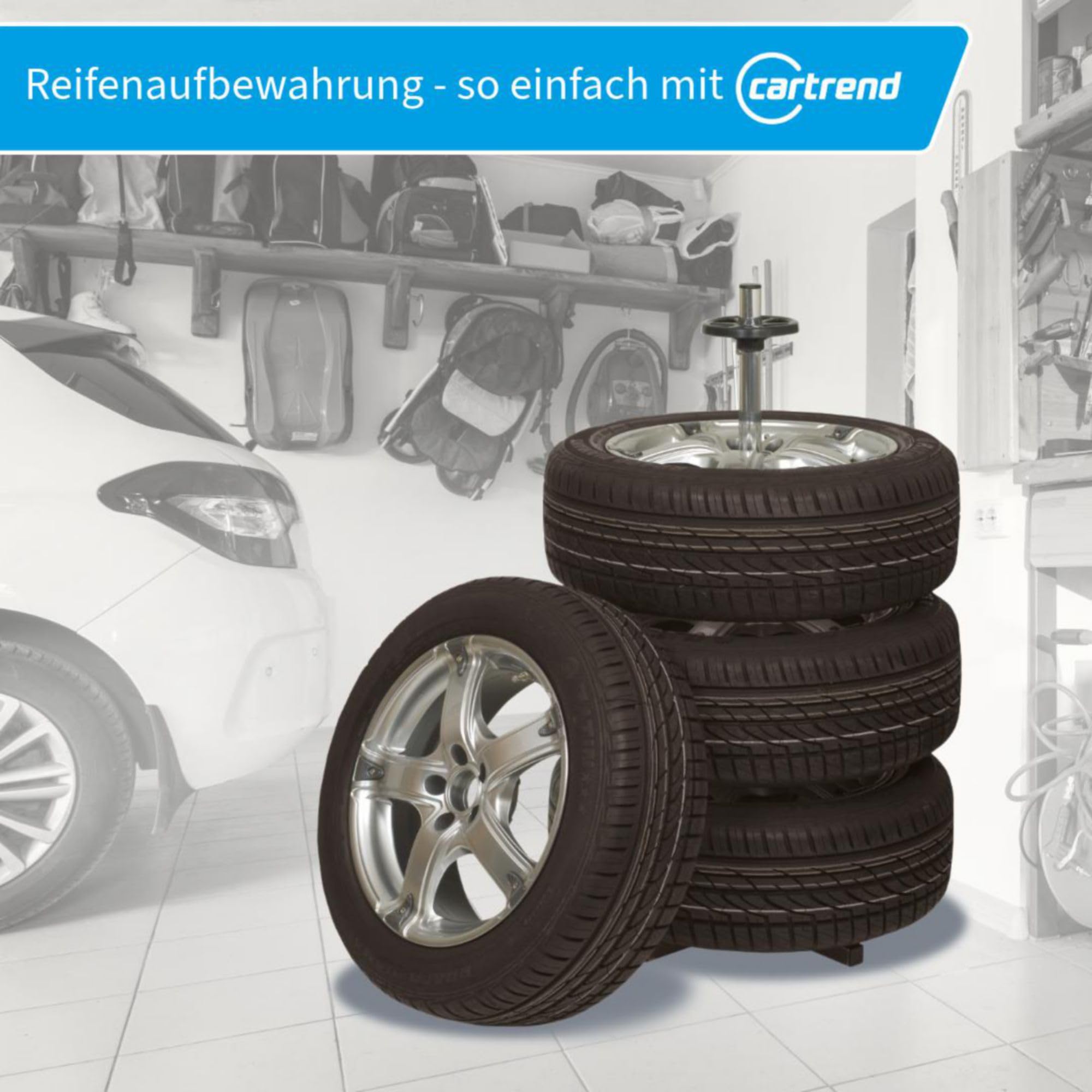 cartrend Unitec 1090 Arbre de Stockage de pneus, Argenté/Noir
