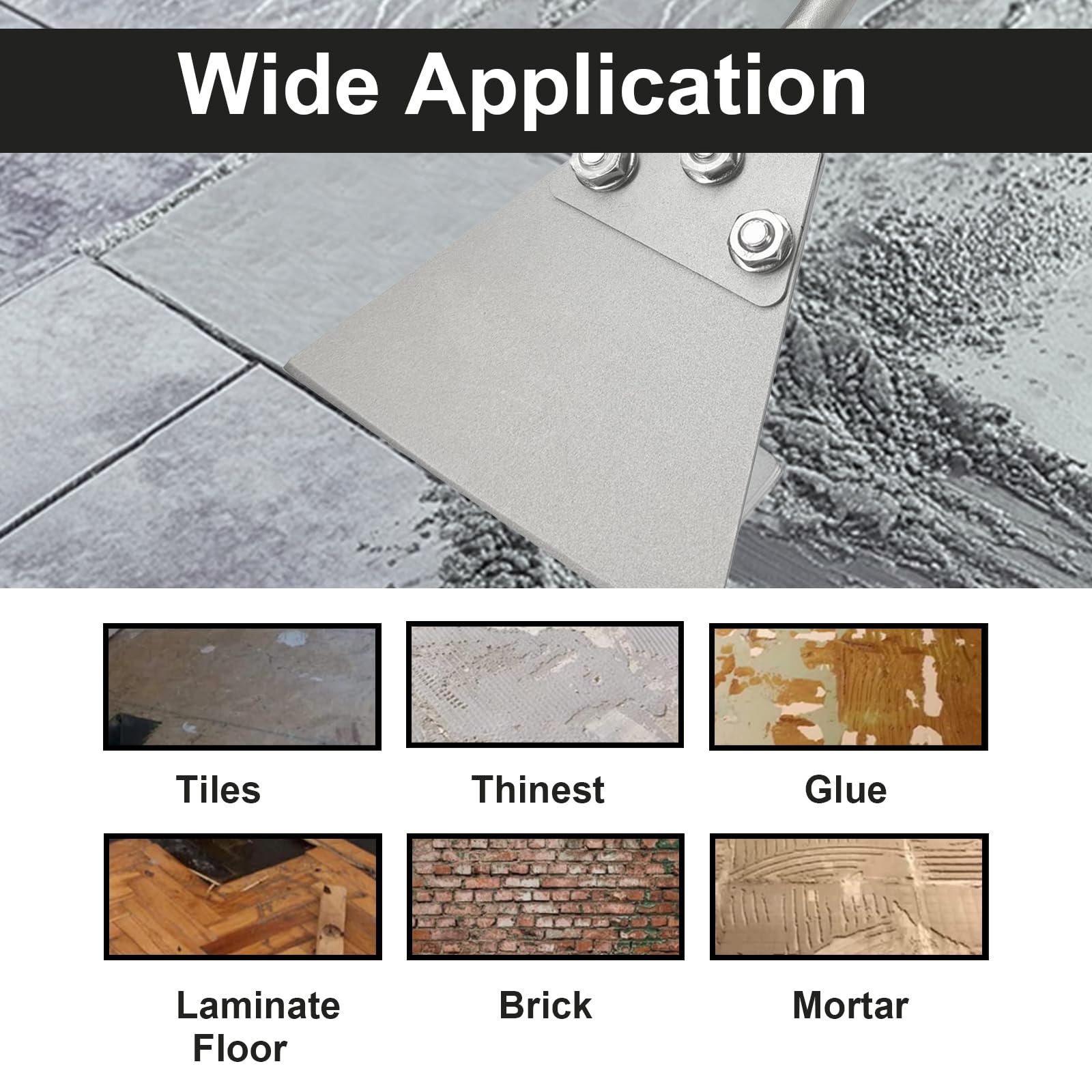 Kit raschietto per pavimenti, 12,7 x 25,4 cm, strumento per la rimozione delle piastrelle, punta a scalpello SDS Plus per trapano a percussione rotante, raschietto adesivo per pavimenti