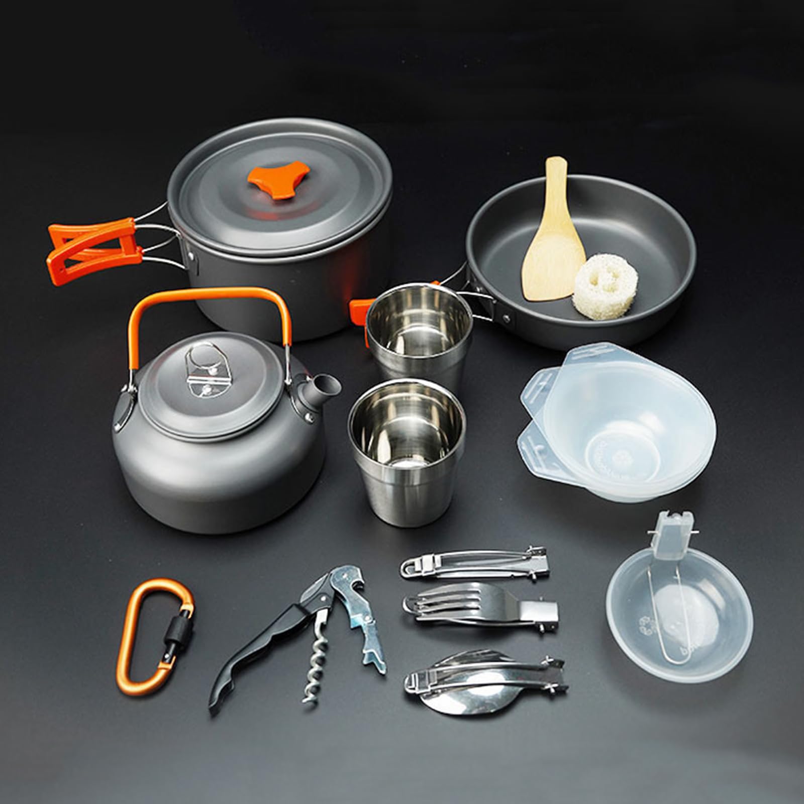 Camping Geschirr Set Aluminium Campingkocher Töpfe Becher Outdoor Kochgeschirr Mit Faltbare Besteck Picknick Topf Mini Camping Kochset Für Picknick Wandern