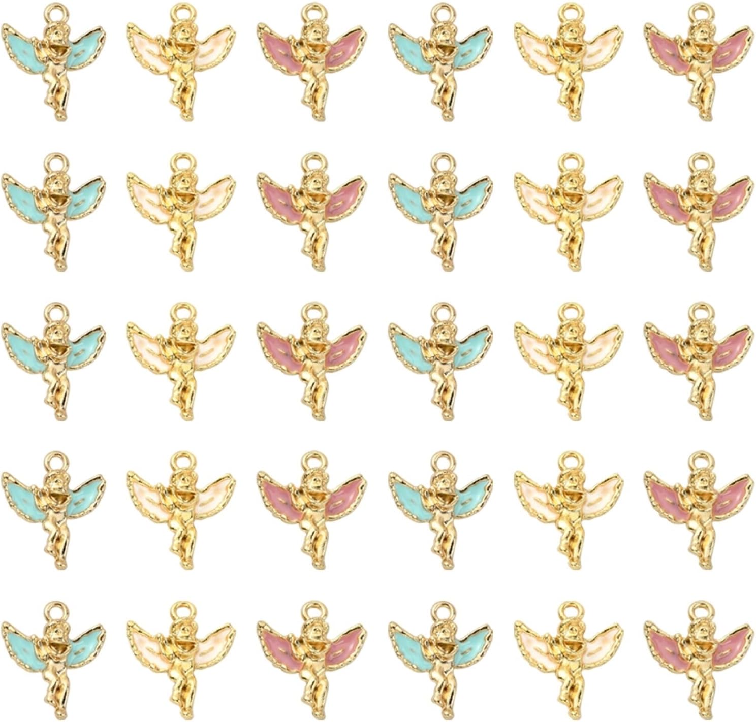 DanLingJewelry30pcs 3 Colors Enamel Angel Charms Mini Angel Fairy Pendants for Jewelry Making Accessories