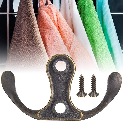 Miniatura 3 de Paquete de 10 ganchos de pared para abrigos, gancho para toallas, colgador de bata de doble punta, perchero montado en la pared, ganchos retro