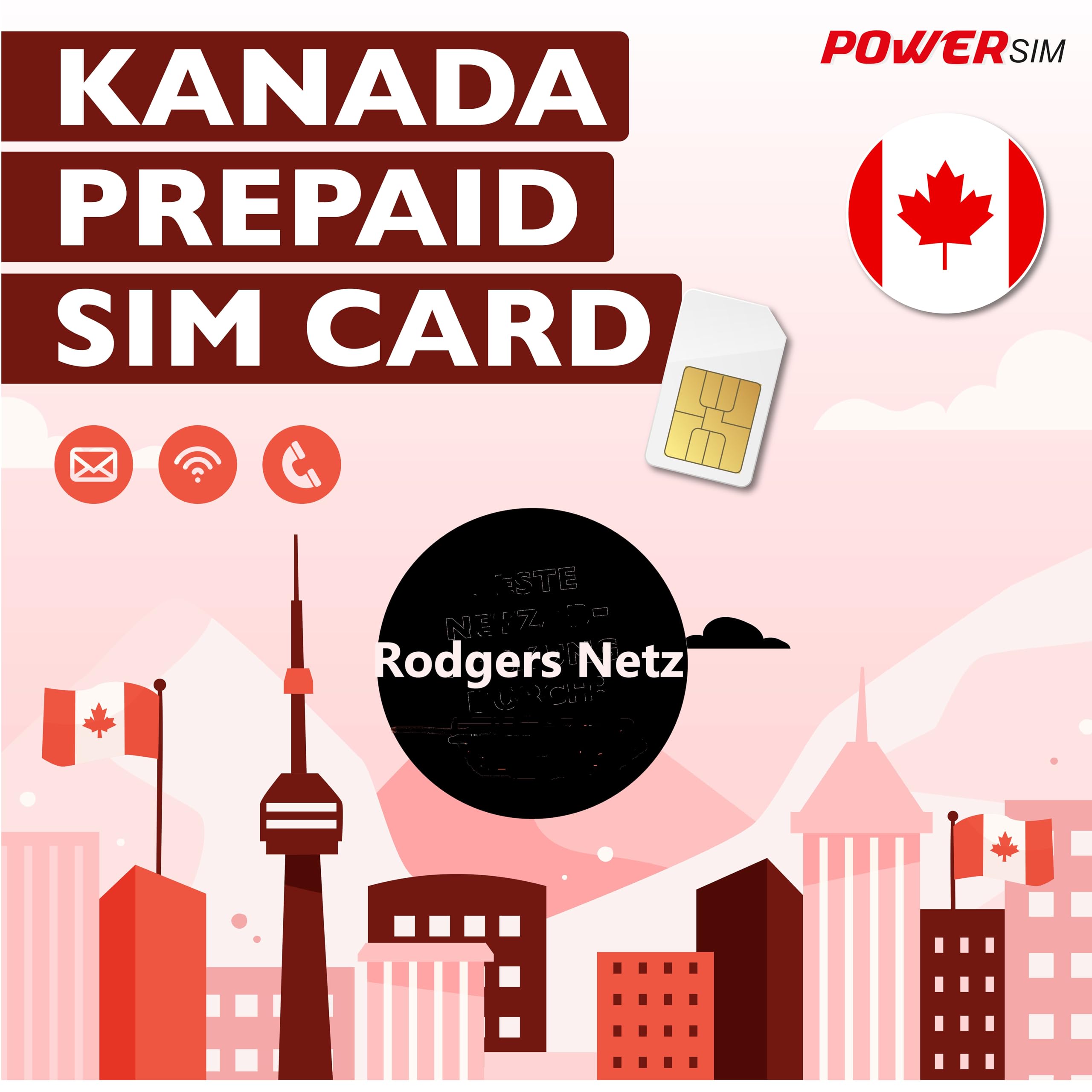 Daten SIM von Power Sim für Kanada Prepaid 30 GB
