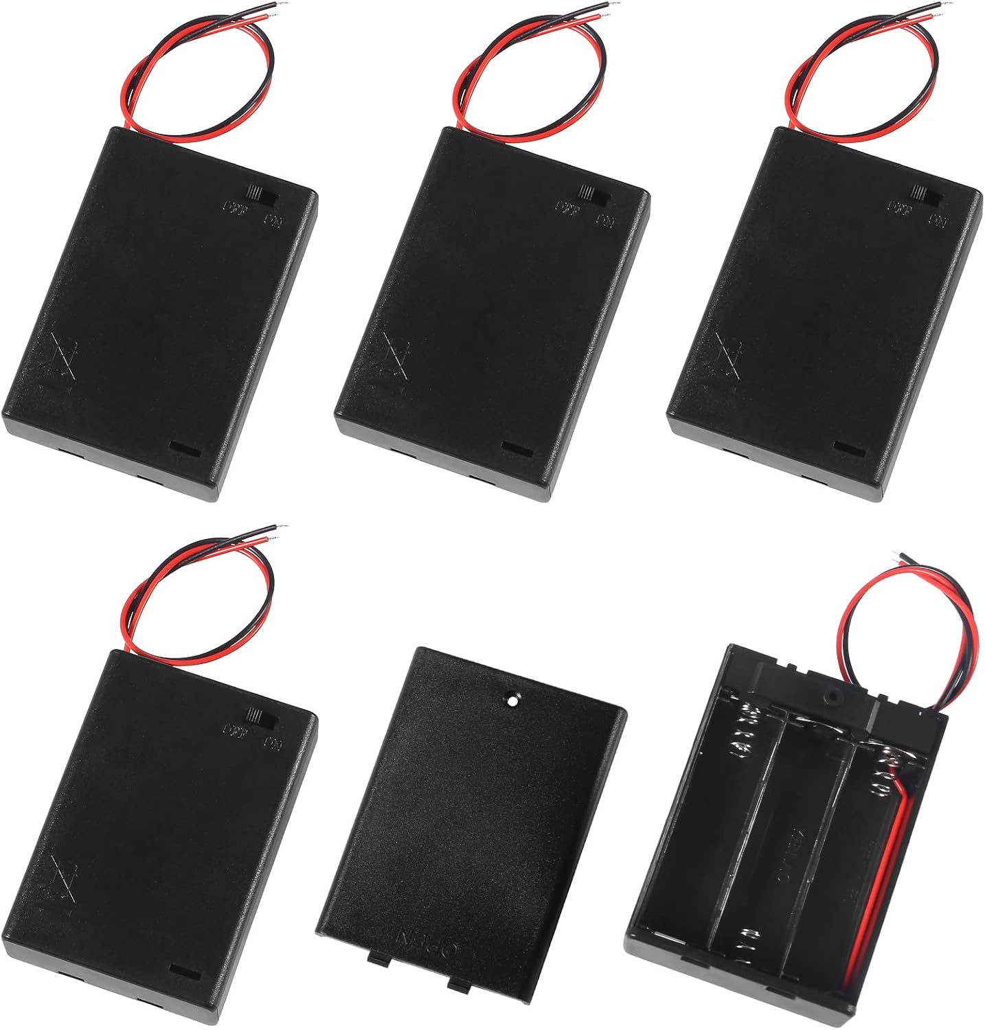 5pcs 3 AA Battery Holder with Cover and Switch, 3X 1.5V AA