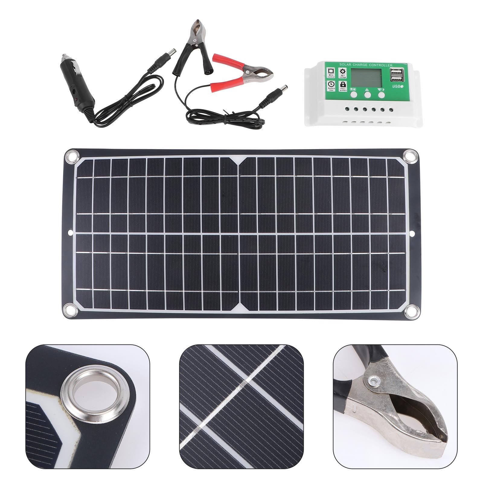Pannello Solare 50w 18v Monocristallino Nero Leggero per Esterno