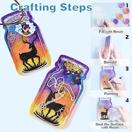 Miniatura 3 de Moldes de silicona de fundición de resina epoxi UV, abridor de botellas y bandeja para tarros con kits de 48 unidades para yeso de cemento y hormigón