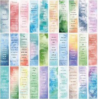 30Pcs Motivational Bible Verses Bookmarks |Inspirational Christian Watercolour Page-Markers for Kids Students Teens Adults and Reading Lovers as School Church Christmas Easter Gift