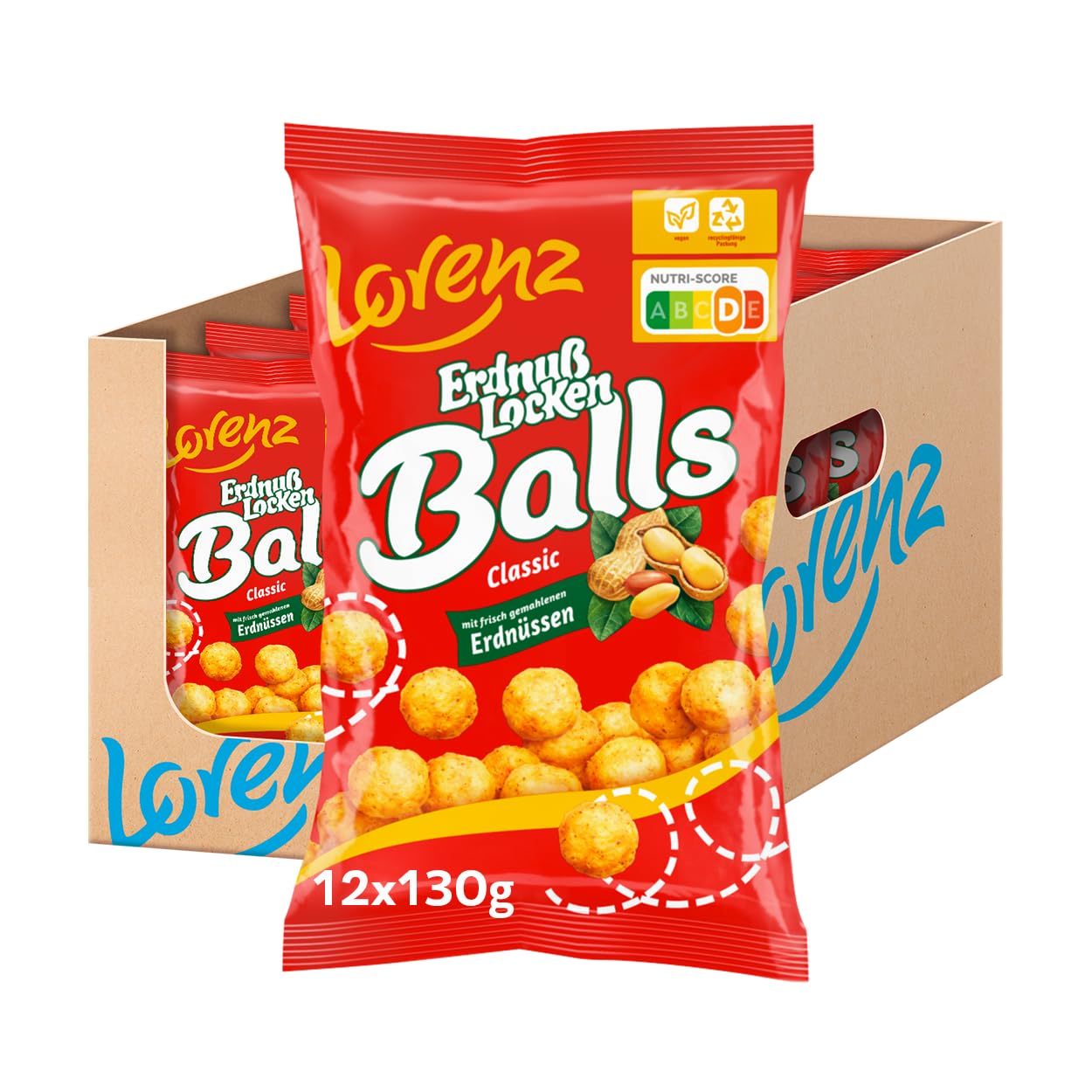 LORENZ | ErdnußLocken Balls | 12 x 130 g | vegan