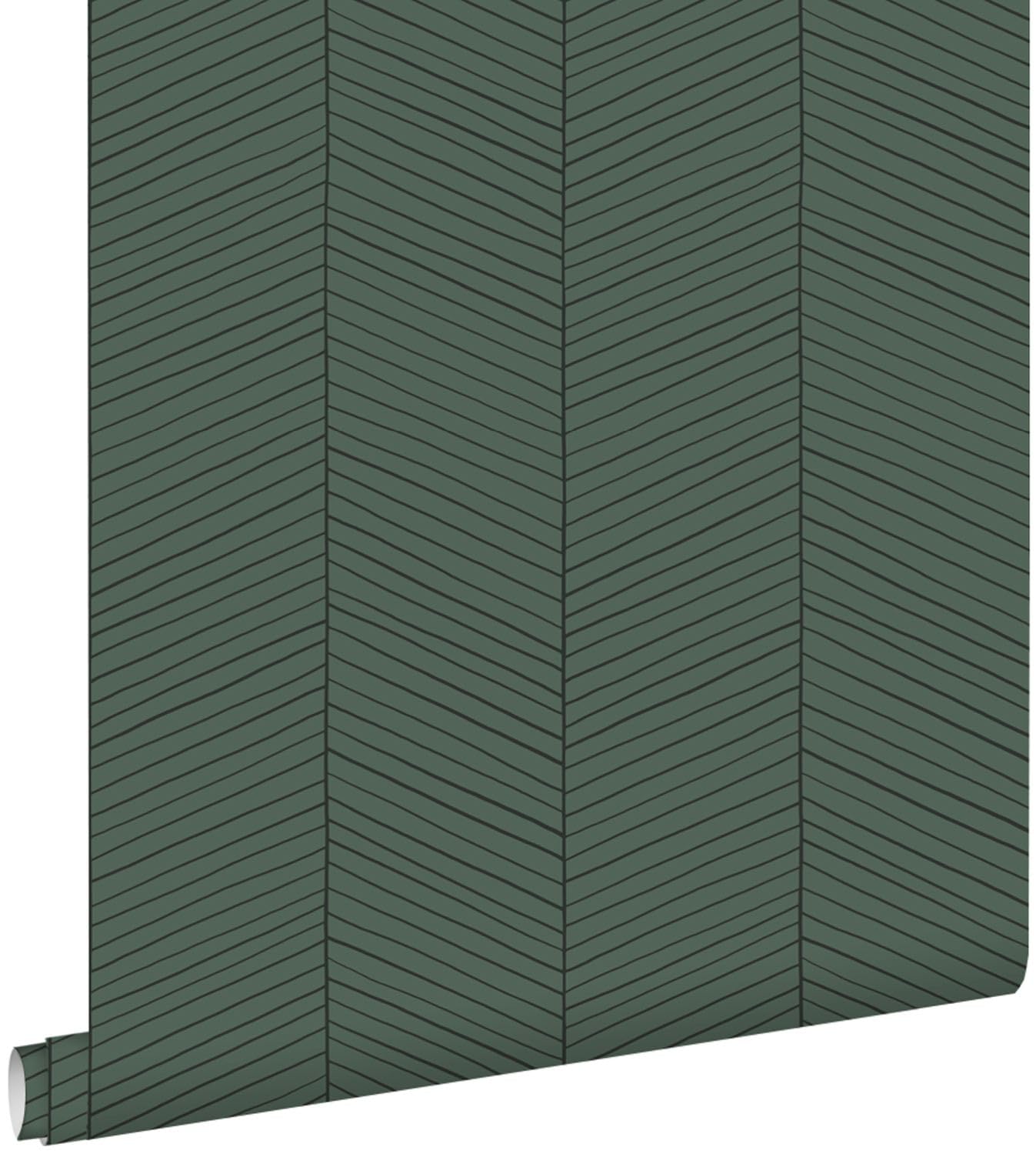 papier peint motif chevron vert et noir 53 cm x 10.05 m - ESTAhome