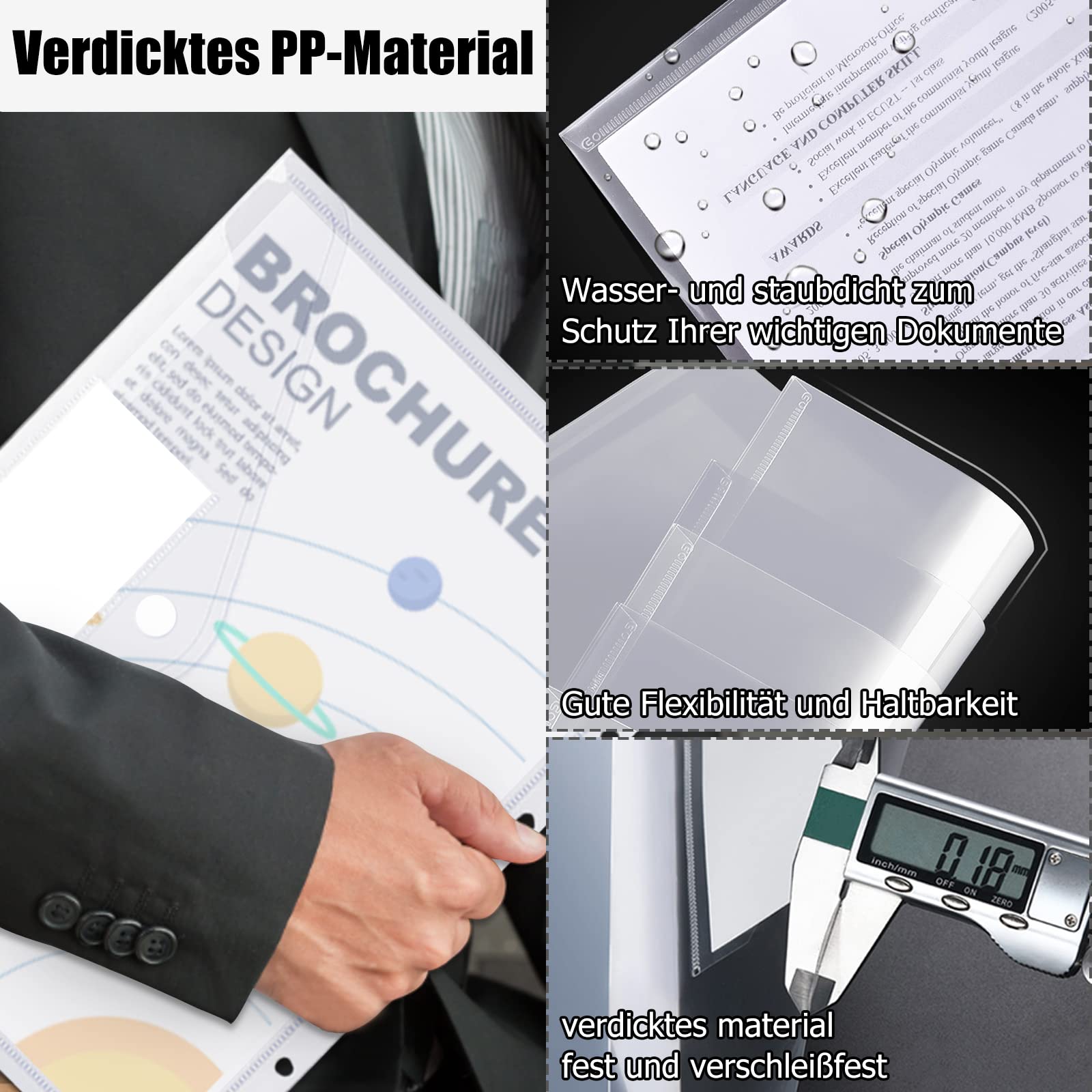 50 Cartelle Portadocumenti A4 In Plastica, Busta Cartelline Di File Documento 5 Colori Vivaci 425489