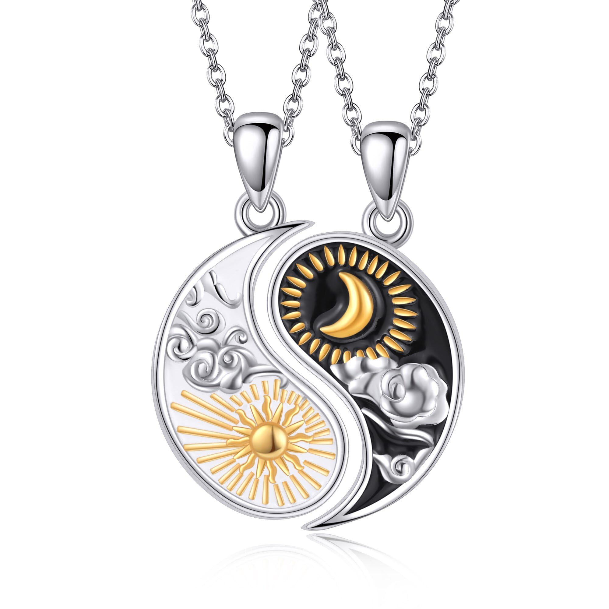 Passende Paar Halskette S925 Sterling Silber Yin Yang Paar Halskette Passende Paare Valentinstag Schmuck Geschenke für Frauen Männer
