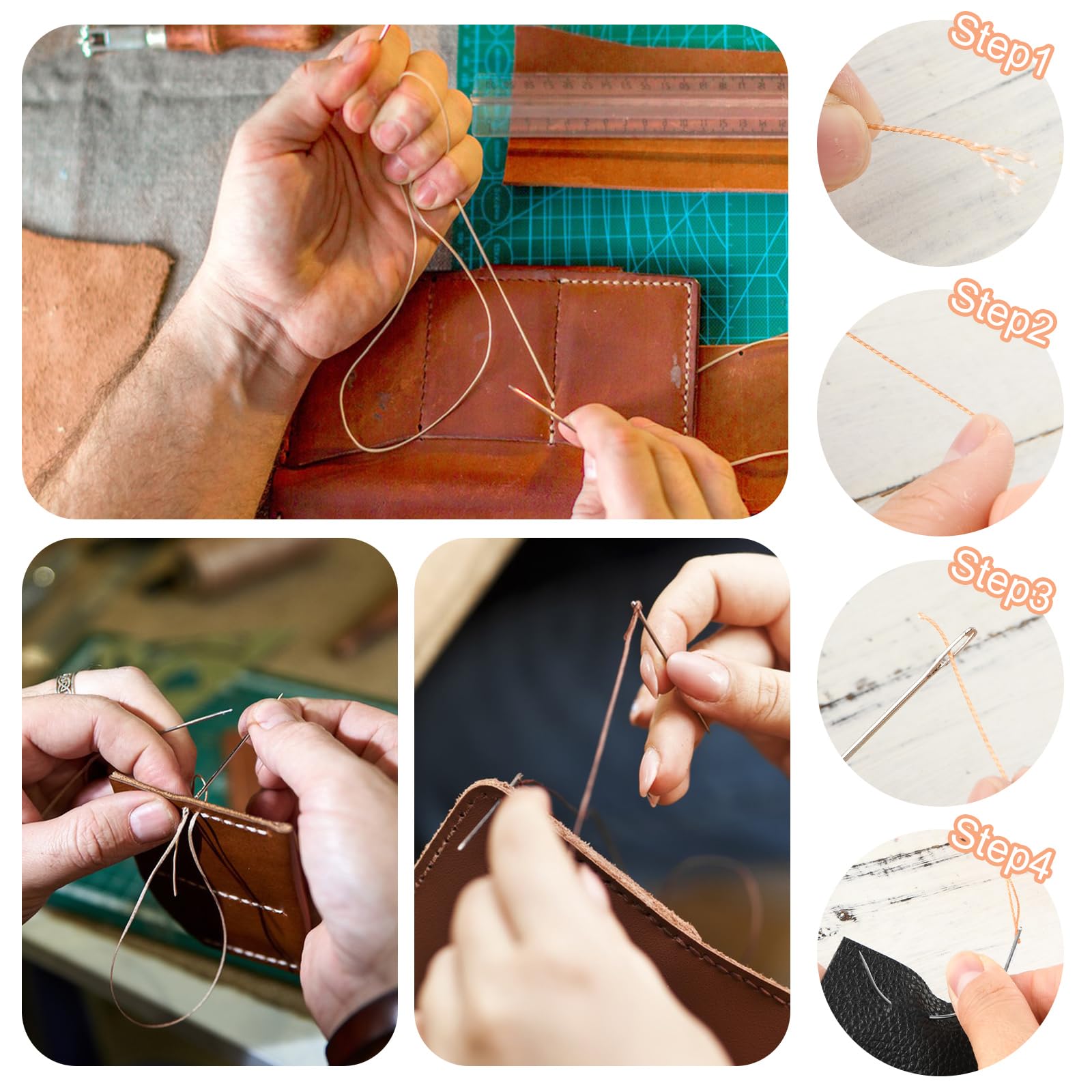 Kit Da Cucito Per Riparazione Tappezzeria, Kit Per Pelle Con Punteruolo Aghi Da Cucito Resistenti~p134682139