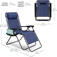 Vista 3 de Nestl Zero Gravity - Juego de 4 sillas de patio al aire libre con almohadas y bandejas portavasos, silla de campamento reclinable de malla de acero